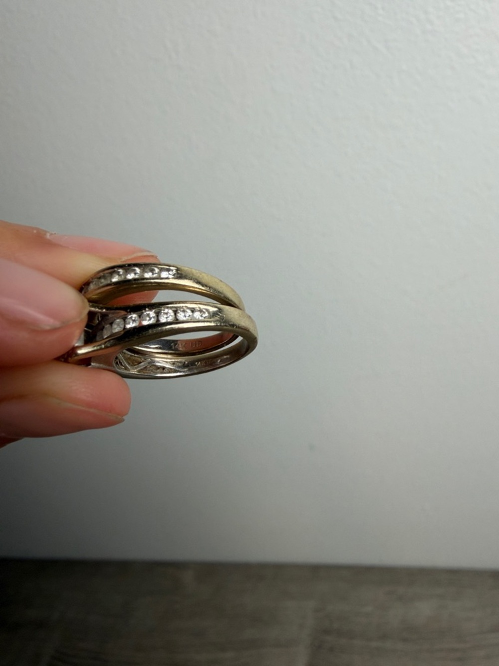 Wedding Band & Engagement Ring Set 14k Gold Diamonds - Picture 5 of 7